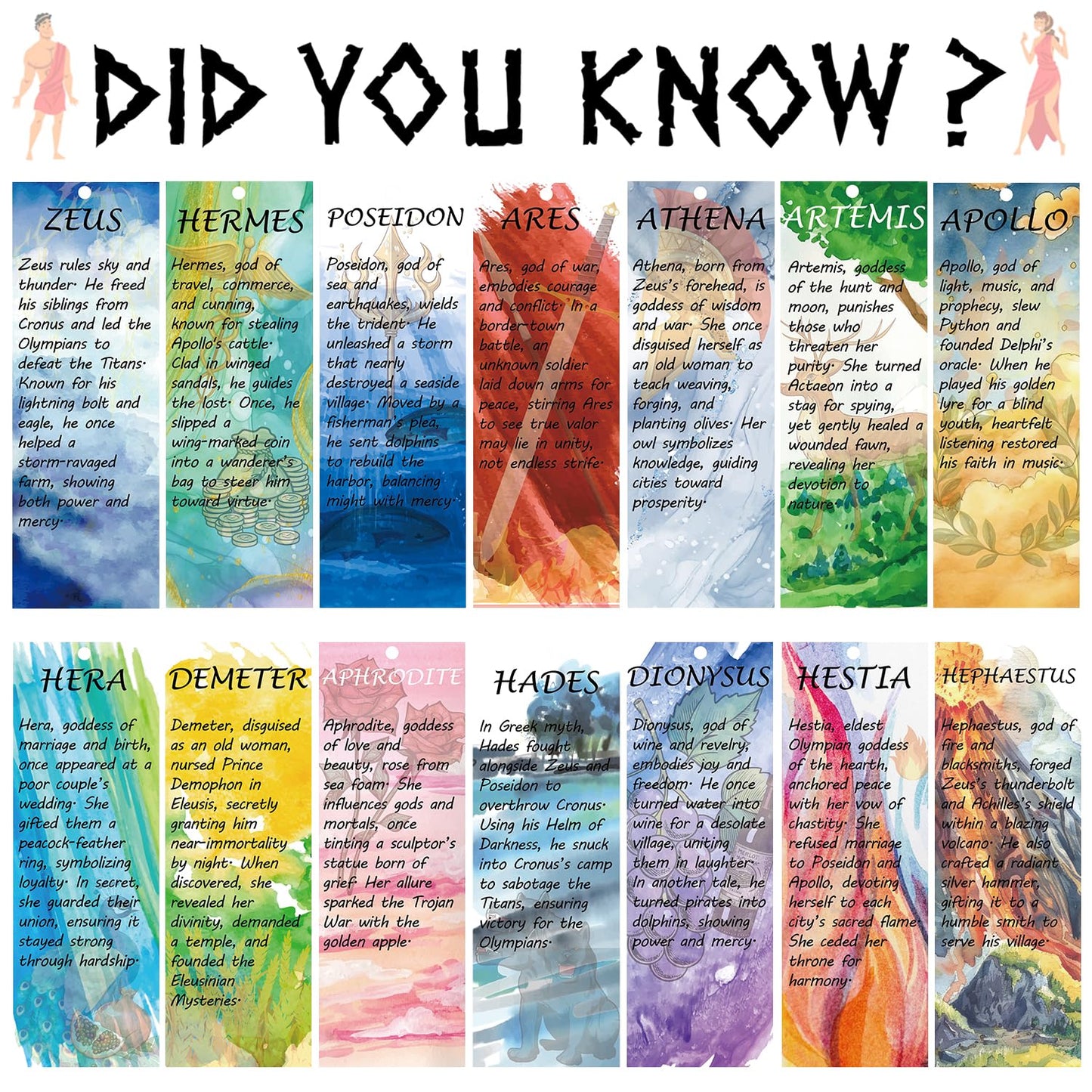 Greek Mythology Bookmarks, 14pcs Olympian Gods Bookmarks, Htabiol Greek Mythology Gifts, Olympian Gods Party Favors, Fit for Ancient Greece Classroom, Percy Jackson Party, Camp Half Blood Birthday