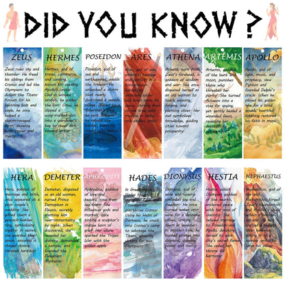 Greek Mythology Bookmarks, 14pcs Olympian Gods Bookmarks, Htabiol Greek Mythology Gifts, Olympian Gods Party Favors, Fit for Ancient Greece Classroom, Percy Jackson Party, Camp Half Blood Birthday