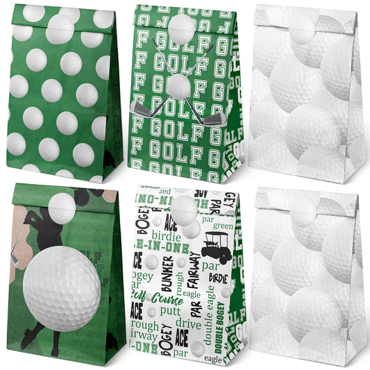 Golf Party Favor Bags – 24 Pcs Golf Gift Bags with 5 Designs, Paper Goodie Bags for Sports Theme Birthday Party Decorations and Golf Event Supplies