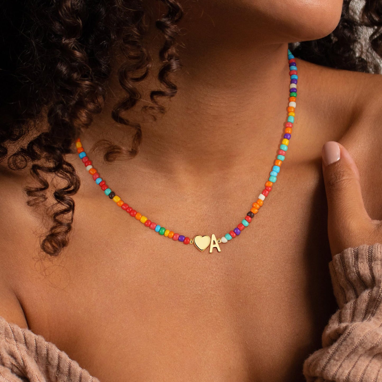 Colorful Initial Necklaces for Girls Women - Beaded Initial Necklace Teen Girl Gifts Trendy Stuff Dainty Bohemian Letter Necklace Personalized Gifts for Girls Women Jewelry