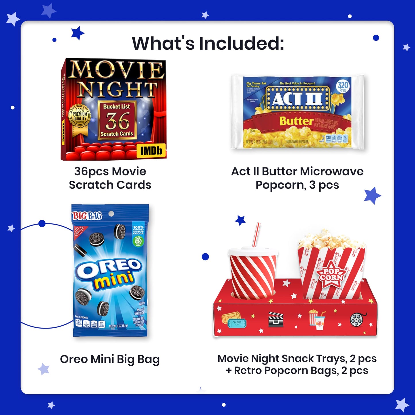 Movie Night Basket Gift Set – with Candy Variety Pack, Movie Trays, Movie Snacks & Popcorn Set – Gift Baskets For Families by Cheshire Gifts