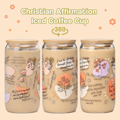Christian Gifts For Women – Bible Verse Coffee Mug 16oz, My Daily Bible Affirmations Tumbler, Religious Gift & Bible Accessories for Sister, Wife and Friends, Iced Coffee Cups with Lid & Straw