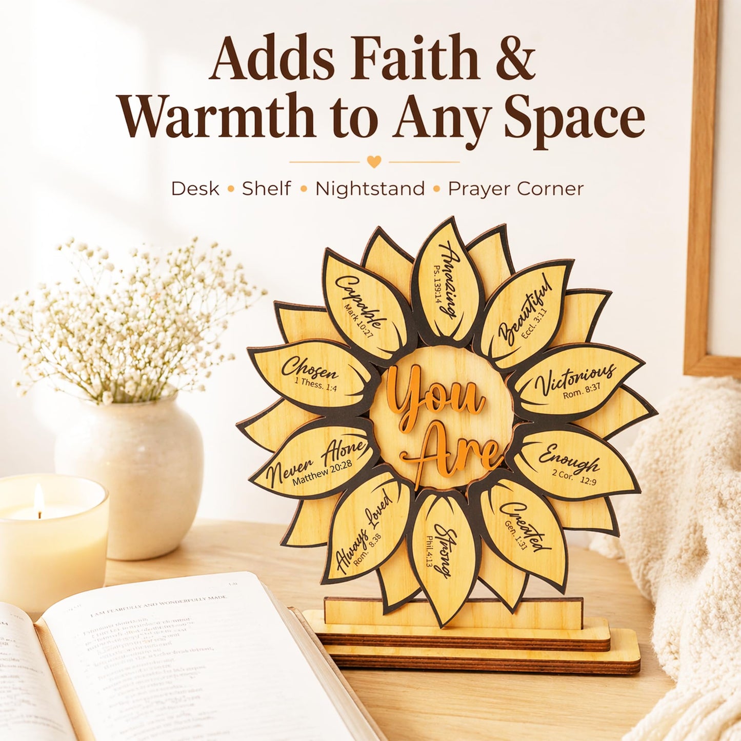 Christian Graduation Gift for Her, Christian Sunflower Gifts for Women, Birthday Gifts For Women, Sister, Wife, Daughter, Coworker, Teacher, Sunflower Decor