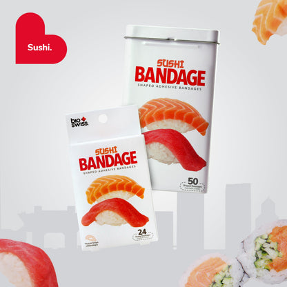 BioSwiss Bandages, Sushi Shaped Self Adhesive Bandage Set, Latex Free, Sterile Wound Care, 24 Count