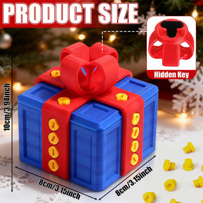 Prank Gift Box, 3D Printed Funny Gift Box, 8cm Really Prank Gifts Box with Screws, Surprise Novelty Gifts for Kids, Valentines Day Gifts Party Favors Festival (Blue Red)