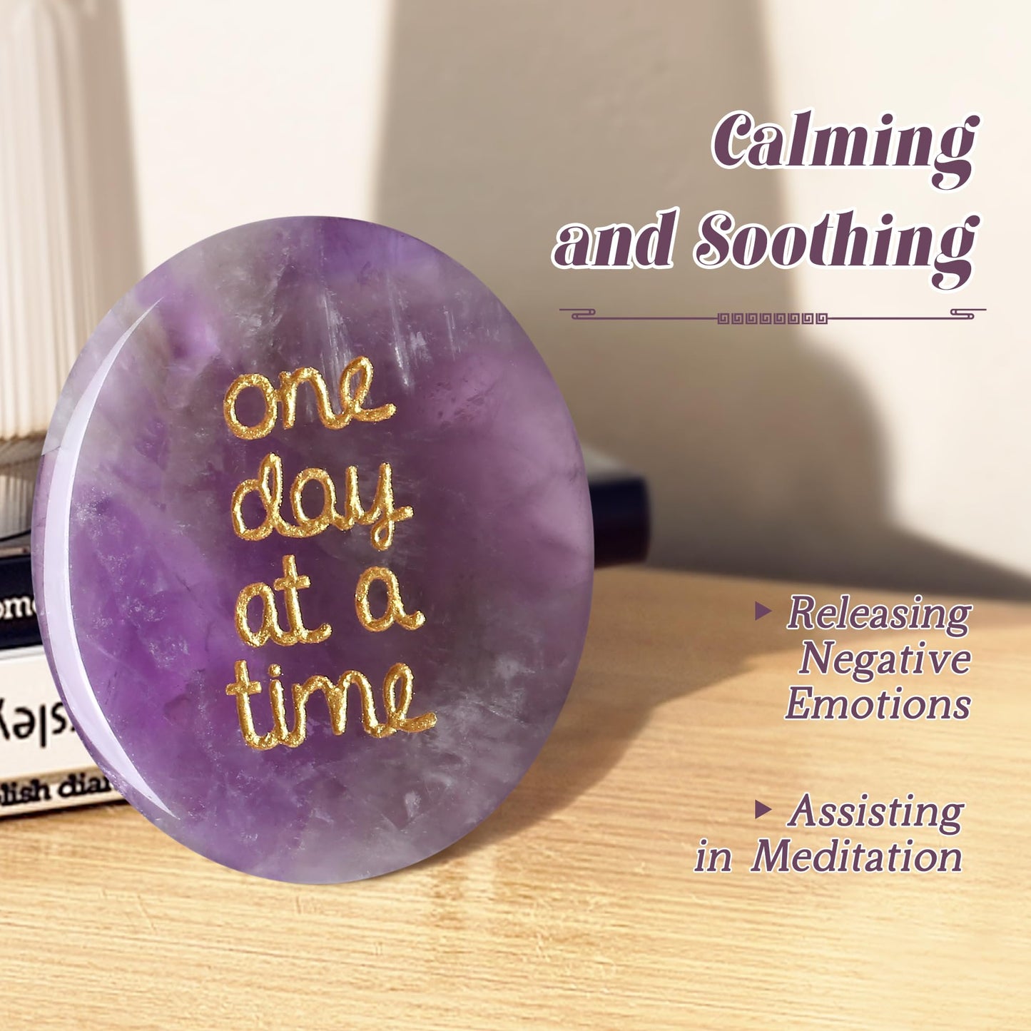 QINJIEJIE Amethyst Crystals Thinking of You Gifts for Anxiety Relief Items You Got This One Day at A Time Inspirational for Best Friend Pocket Hug for Mom Encouragement Gifts for Women Sobriety for Men