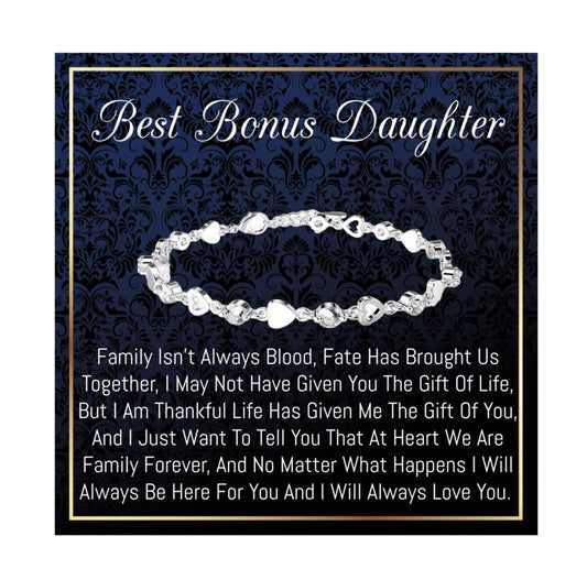 To My Bonus Daughter Gifts, From Stepdad & Stepmom With Heartfelt Message for Wedding Birthday Christmas & More