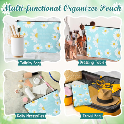 5 Pcs Cute Gifts Set for Women Include Tote Bag Cosmetic Bag Keychain Pen Notebook,Inspiring Gifts for Friendship Birthday Christmas Coworkers Family(Daisy)