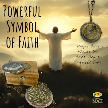 Handmade Religious Brass Compass Gift with Engraved & Embossed Faith Messages – Inspirational Christian Religious Gift Keepsake for Baptism, Confirmation, Christening, First Communion or Christmas