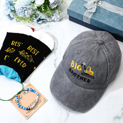 Skicuff 3 Pcs Big Brother Gifts for Boys Bracelet Baseball Caps and Sock for Birthday Gift