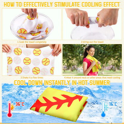 FuWeave 24 Pcs Sports Cooling Towels Baseball Basketball Softball 40 x 12 Inch Breathable Soccer Football Volleyball Microfiber Ice Towel Fast Drying for Sport Party Favors Team Gift(Yellow,Softball)