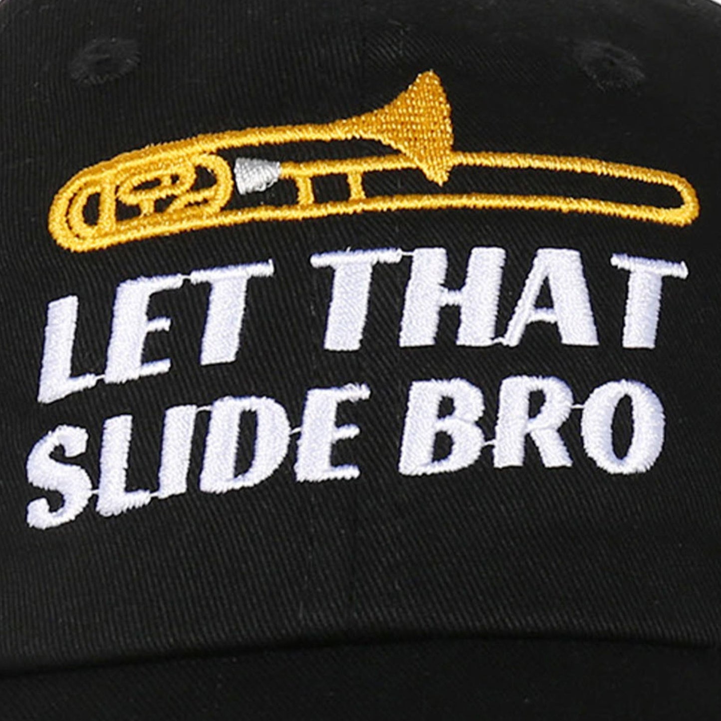InnoBeta Trombone Player Gifts - Let that Slide Bro Funny Marching Band Hat - Adjustable Embroidered Baseball Cap Black