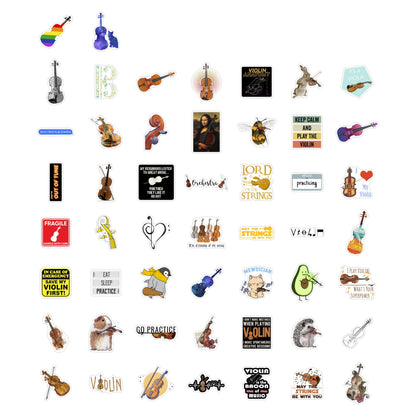 BulbaCraft 100Pcs Violin Stickers for Water Bottle and Laptop - Violin Party Supplies & Decorations, Waterproof Vinyl Decals, Music and Instrument Stickers, Gifts for Women & Men