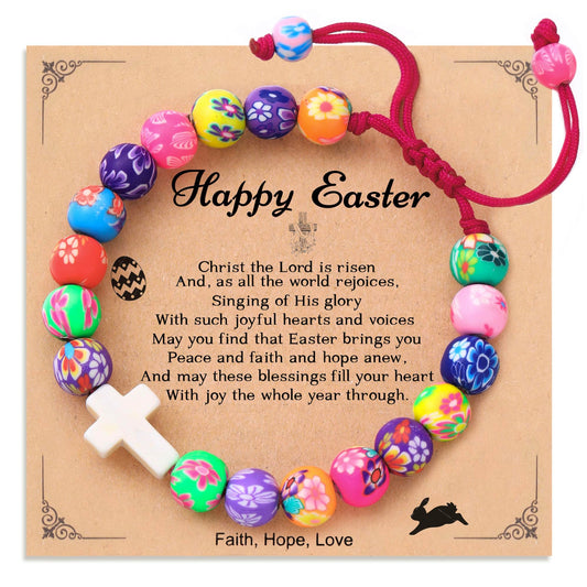 Easter Basket Stuffers for Teens, Happy Easter Bracelets Religious Christian Easter Jewelry for Girls Daughter Granddaughter Niece
