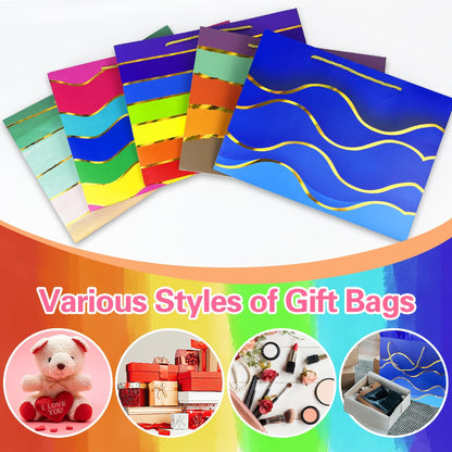 MUMULULU 5 Pack 16" Extra Large Gift Bags with Handle and Tissue Paper Birthday Gift Bags Rainbow Gift Bags for Birthday Party Baby Shower Wedding Holiday Presents