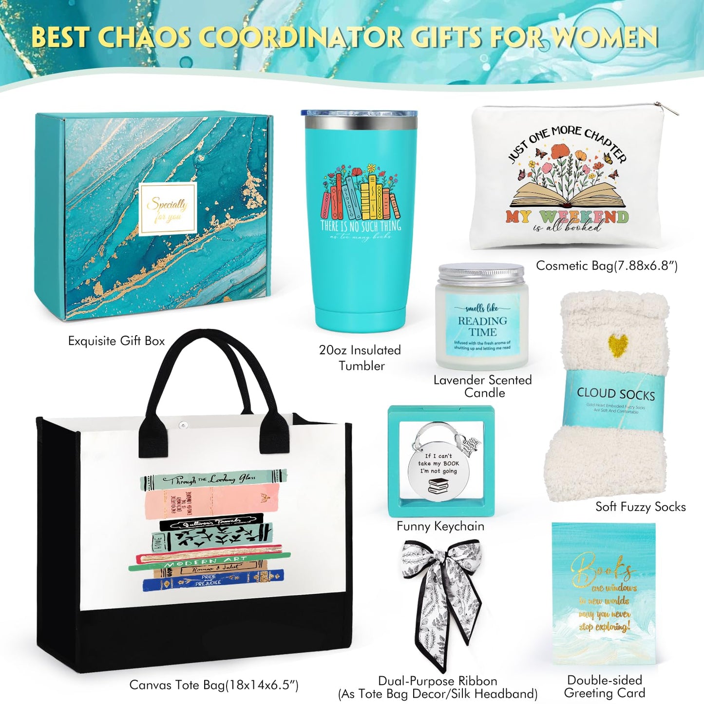 Suhctuptx Book Lovers Gifts, Bookish Gift for Women Book Accessories, Books Club Gift Reading Gifts for Book Lover Readers Teachers Coworker Bookworm Librarian Just a Girl Who Loves Books