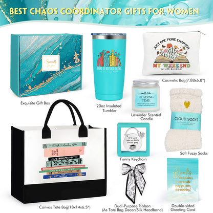 Suhctuptx Book Lovers Gifts, Bookish Gift for Women Book Accessories, Books Club Gift Reading Gifts for Book Lover Readers Teachers Coworker Bookworm Librarian Just a Girl Who Loves Books