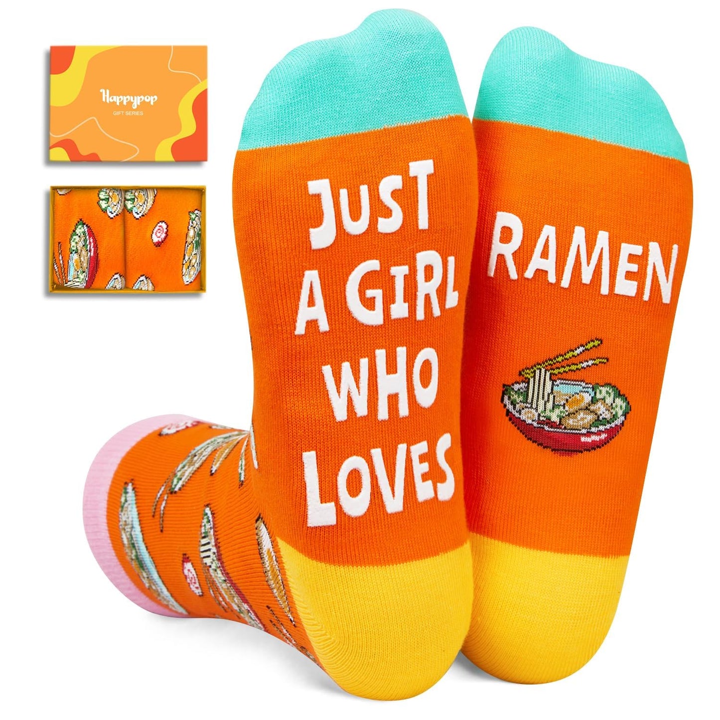 HAPPYPOP Food Socks for Women - Funny Popcorn Pizza Ramen Ice Cream Gifts for Teen Girls