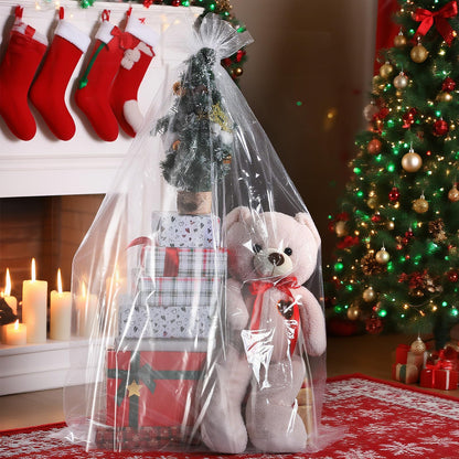 woric 6PCS Jumbo Huge Cellophane Gift Bags 50x60 Inch Extra Large Cellophane Wrap for Bathtub Baby Shower Birthday Graduation Gifts Baskets Stuffers