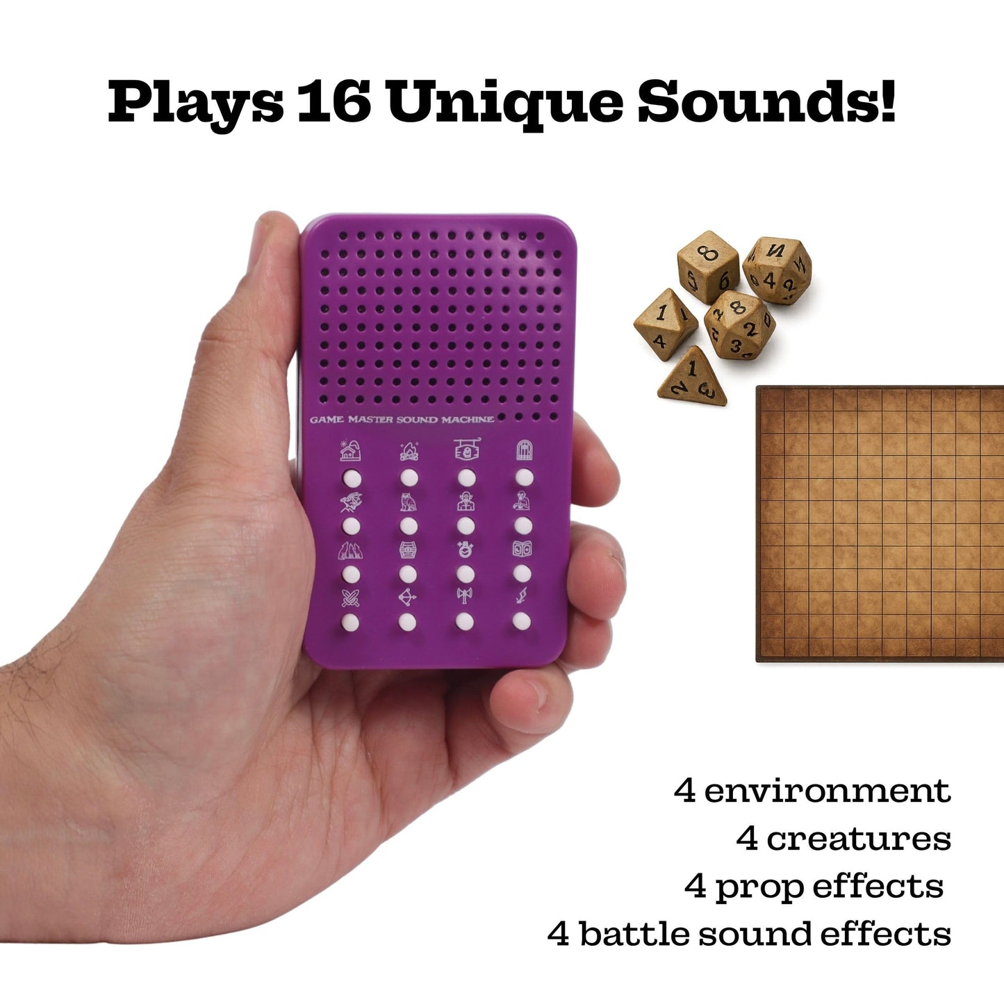Game Master Noisemaker with 16 Sounds, Fantasy Sound Machine - RPG Effects for Tabletop Gaming - Gift for Immersive Questing – Unique for Players Accessories (Dungeons & Dragons, DND, D&D Compatible)