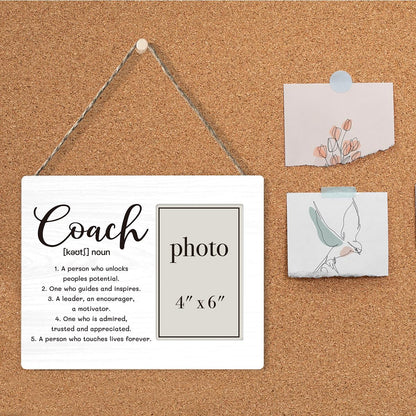 Coach Definition Picture Frame, Coach Gifts for Men Women, Cheer Softball Soccer Coaches Gifts Wood Photo Frame, 4 x 6 Inch Photo