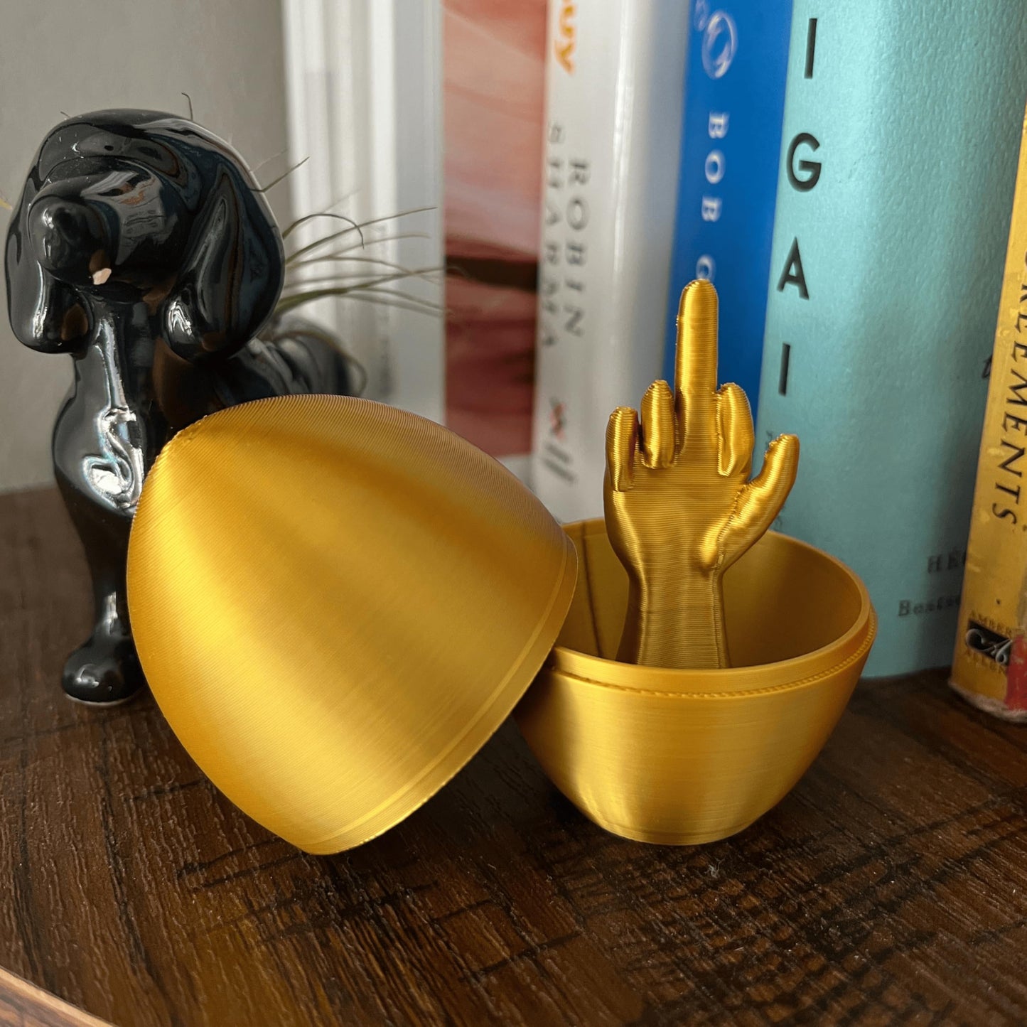 Middle Finger Easter Egg – Funny Adult Easter Gag Gift, Flip Off Prank Egg for Adults, Coworkers & Friends – Hilarious Easter Basket Stuffer & Novelty Easter Decor (Shiny Gold, 1 Pack)