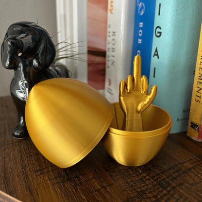 Middle Finger Easter Egg – Funny Adult Easter Gag Gift, Flip Off Prank Egg for Adults, Coworkers & Friends – Hilarious Easter Basket Stuffer & Novelty Easter Decor (Shiny Gold, 1 Pack)