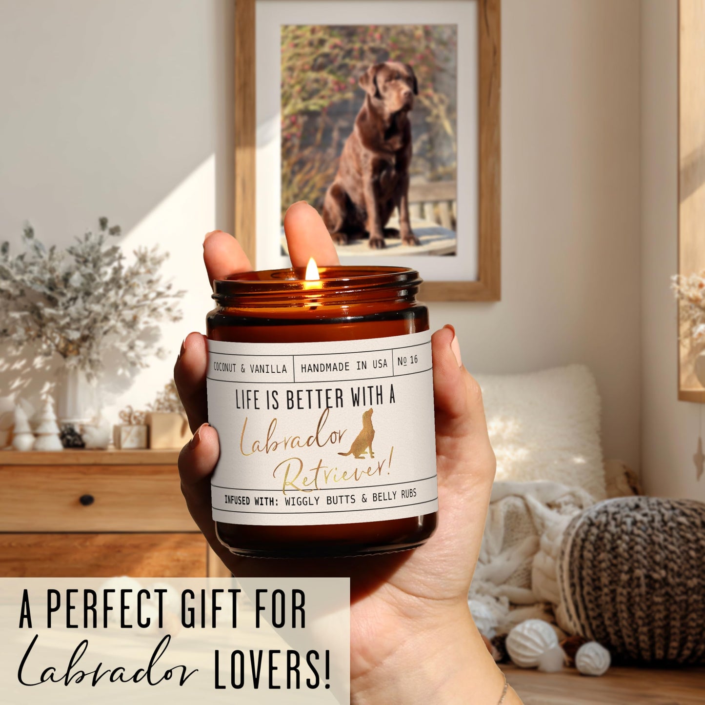 Labrador Retriever Gifts for Women - 'Life is Better with a Labrador Retriever' Candle, w/Vanilla, Coconut & Citrus - Infused w/Essential Oils I Decor I Long-Lasting 50Hr Burn I Made in the USA