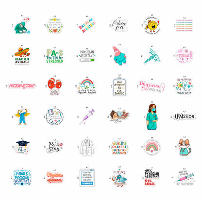 100Pcs Physician Assistant Stickers for Laptop, Water Bottle - PA Stickers - Funny Physician Assistant Gifts, Party Decoration- Medical Decals - Gift for Women & Men