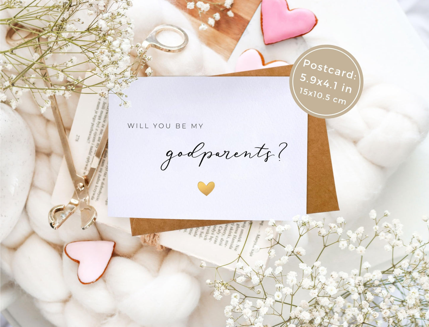Joli Coon Will you be my godparents card with luxury envelope and wax seal - Godparents proposal gift