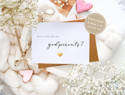 Joli Coon Will you be my godparents card with luxury envelope and wax seal - Godparents proposal gift
