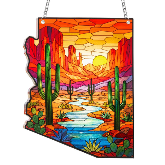 Arizona Landscape Acrylic Ornament Xmas Decor 2025, Arizona Desert Cactus Ornaments Gift for Tourists, Ideal Travel Gifts for Women Men Family & Friends, American Gifts for Women