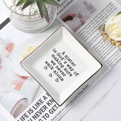 Sister Gifts, Mother's Day Gifts for Sister Ring Dish- A Sister is God's Way of Making Sure We Never Walk Alone- Birthdays Christmas Wedding Gifts for Sister, Soul Sister, Best Friends, Sister in Law