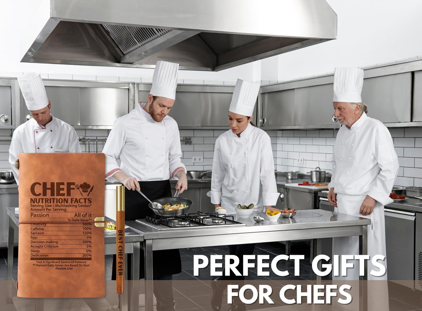 InnoBeta Chef Gifts for Men Women, Journal Pen Set for Birthday, Christmas, Unique Notebook, Sketchbook, Travel Diary, Lined Planner, 7.8x5 Inches, Brown