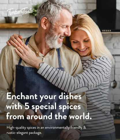 TIMBER TASTE® Gourmet Spice Set - 5 exotic spices and seasonings sets from around the world | gifts for men | gifts for dads | fathers day gift | gift for dad | spice blends | best seasoning set