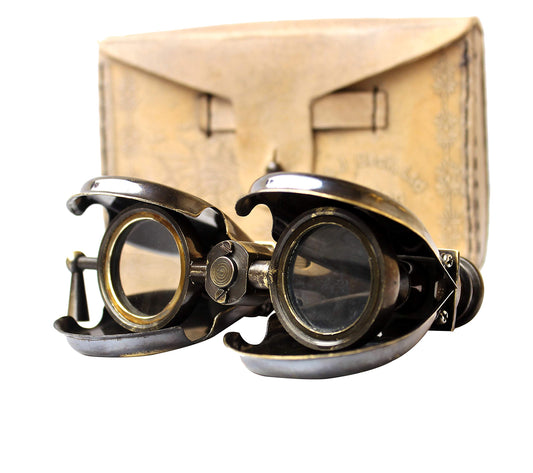 Vintage 1857 R and J Beck Brass Binoculars – Antique Spy Glass with Leather Case for Nautical Collectible, Travel Display, Home Decor & Gift for History Lover