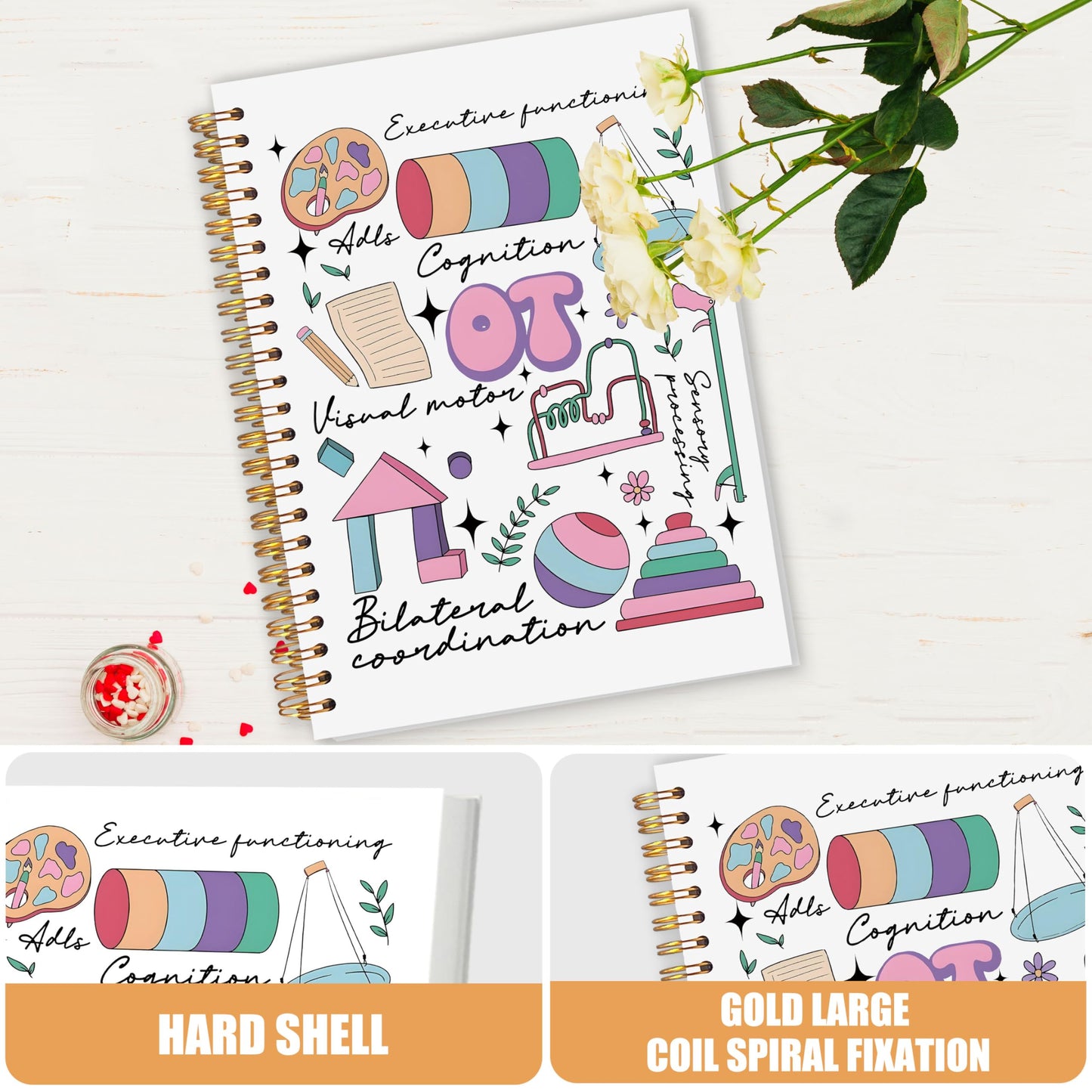 Occupational Therapy Spiral Notebook, OT Gifts for Women Journaling Notebooks, Gifts for Occupational Therapists Journal, Therapeutic Gifts Notebooks for Note Taking, 5.5x8.3 Inch