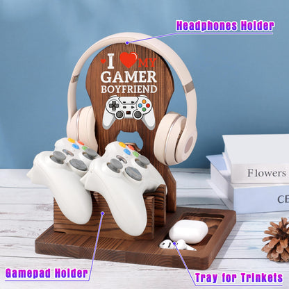 Boyfriend Ideas Gifts, Valentines Fathers Anniversary Christmas Birthday Gifts for Boyfriend Wooden Headphone Stand