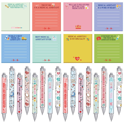 48 Pcs Nurses Week Gifts for Medical Assistant Ballpoint Pens and Sticky Notes Medical Assistant Students Practitioner CNA MA RN Assist Essential Healthcare Work Favor Gifts