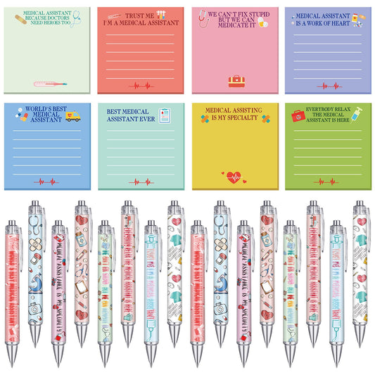 48 Pcs Nurses Week Gifts for Medical Assistant Ballpoint Pens and Sticky Notes Medical Assistant Students Practitioner CNA MA RN Assist Essential Healthcare Work Favor Gifts