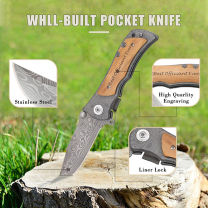 Officiant Gifts - Best Officiant Ever Pocket Knife, Thank You Gifts for Officiant from Bride Groom, Wedding Officiant Appreciation Gifts, Unique Officiant Gift for Man