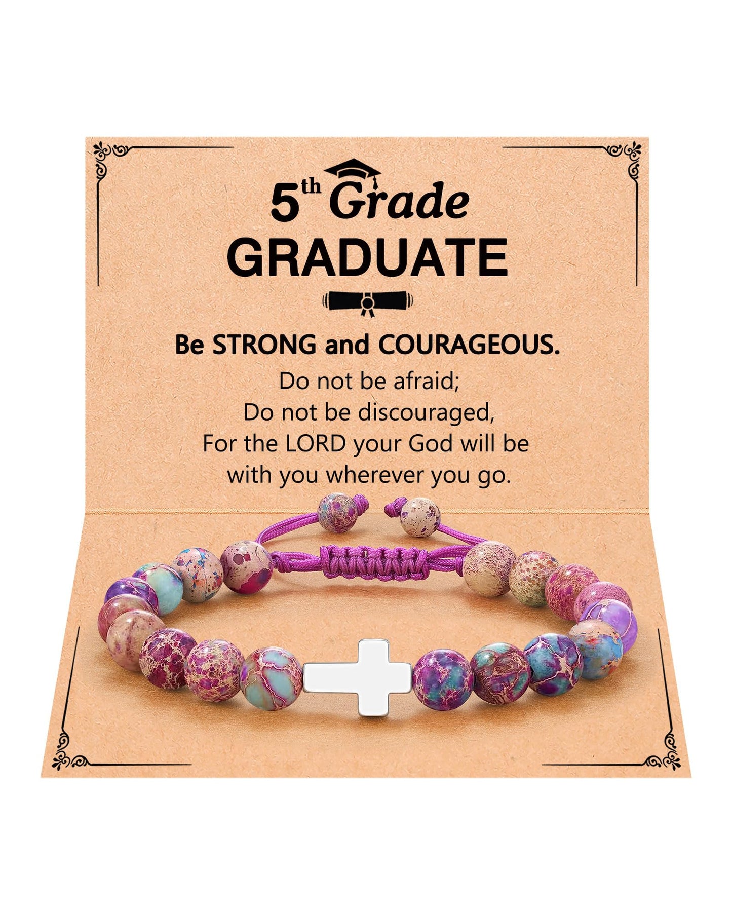 UPROMI Cross Bracelet for Girls Baptism Communion Confirmation Gifts, Kindergarten/Preschool/5th Grade/8th Grade Graduation Gifts