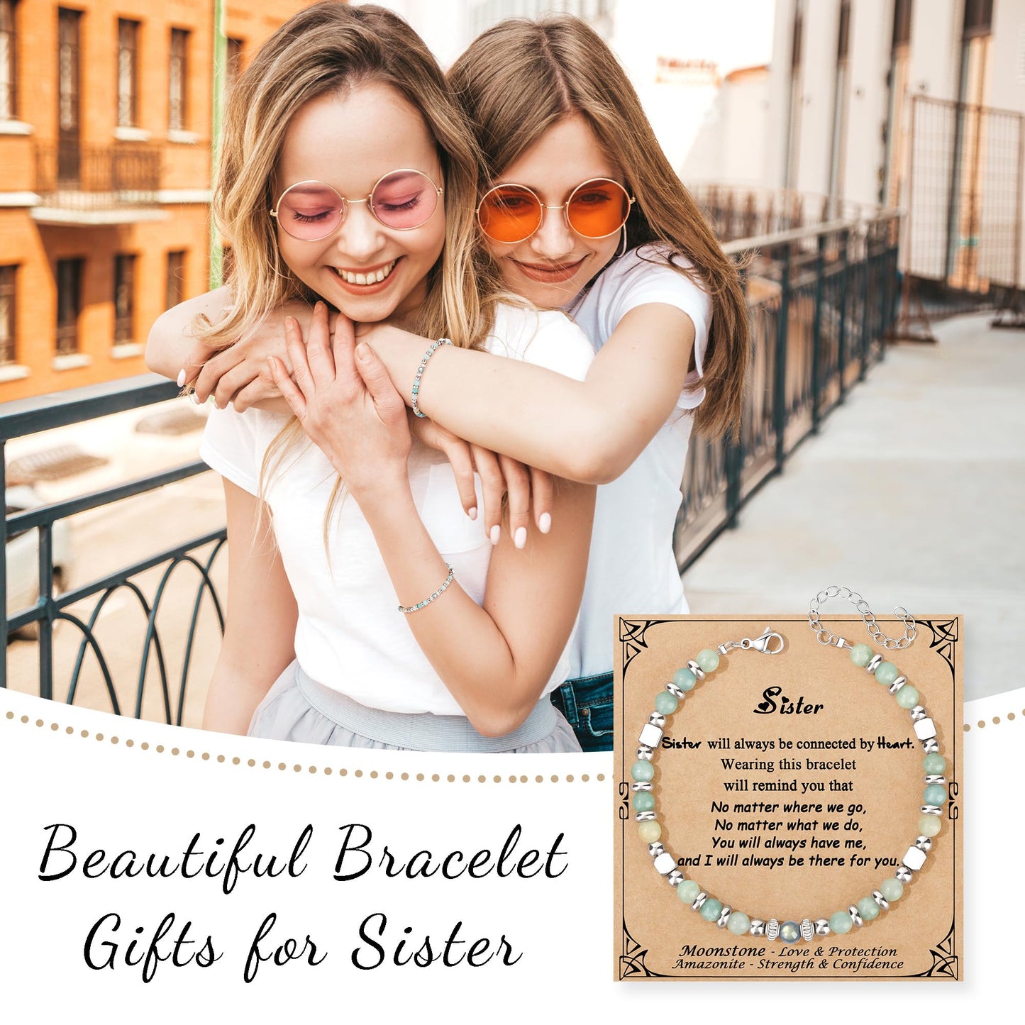 JoycuFF 𝗚𝗶𝗳𝘁𝘀 𝗳𝗼𝗿 𝗪𝗼𝗺𝗲𝗻 𝗠𝗼𝗼𝗻𝘀𝘁𝗼𝗻𝗲 𝗕𝗿𝗮𝗰𝗲𝗹𝗲𝘁 Amazonite Colorful Imperial Jasper Stainless Steel Beads Bracelets, Graduation Christmas Valentines Mothers Day Birthday Gifts