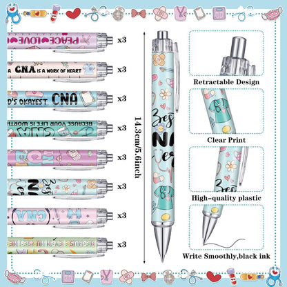 AmazingSpark 24 Sets CNA Week Gifts Certified Nursing Assistant Appreciation Gift Include Funny Ballpoint Pens and Sticky Notes for CNA Rn Nursing Student Graduation Office Essentials Nurse Week Gift