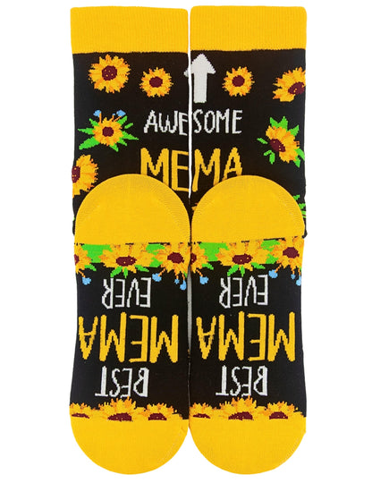 InnoBeta Mema Gifts, Mothers Day Gifts for Mema, One Size Crew Socks on Mother's Day, Christmas, Birthday