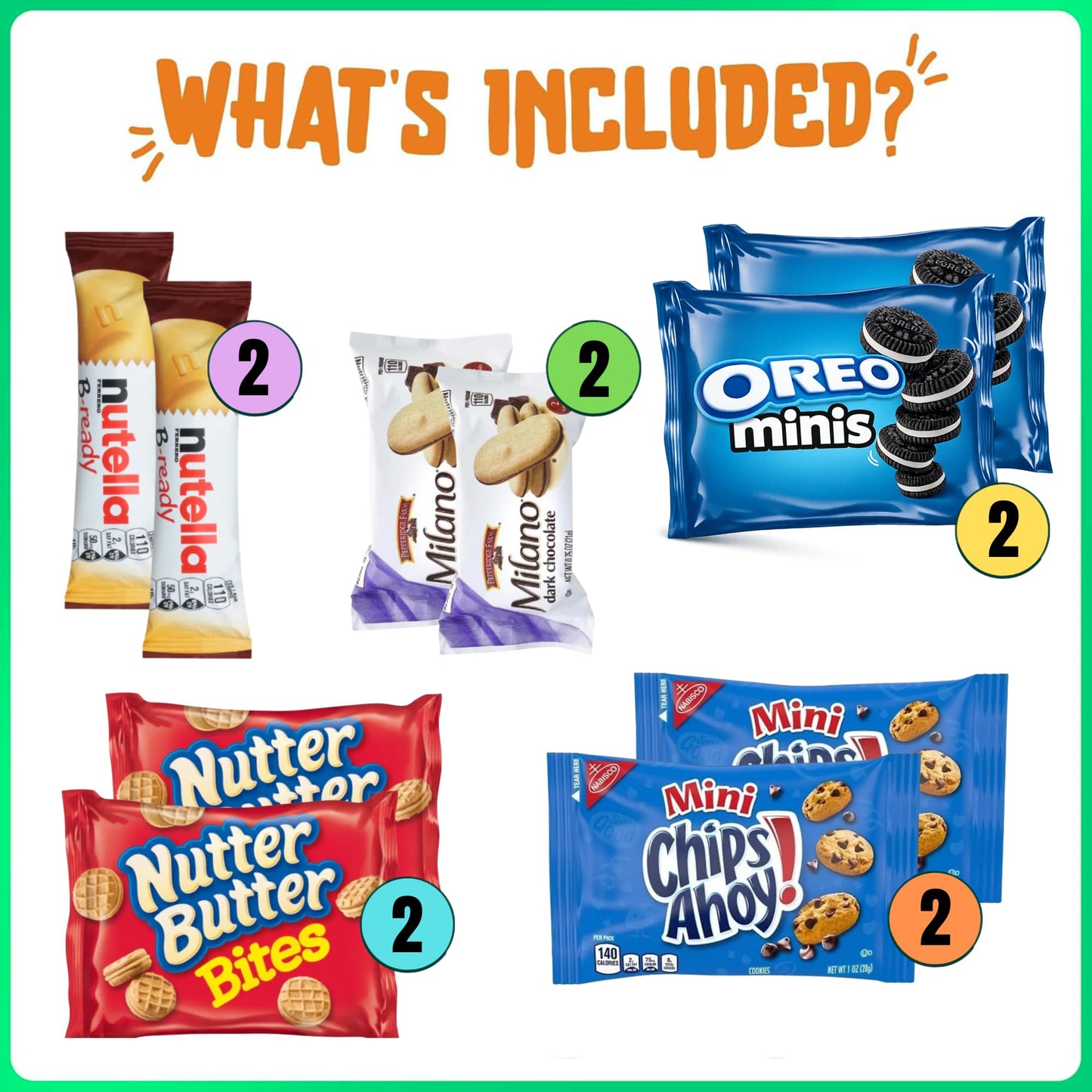 Cookies Variety Pack - Individually Wrapped Assortment Cookie Bundle, Sampler Bulk Care Package - 32 Count