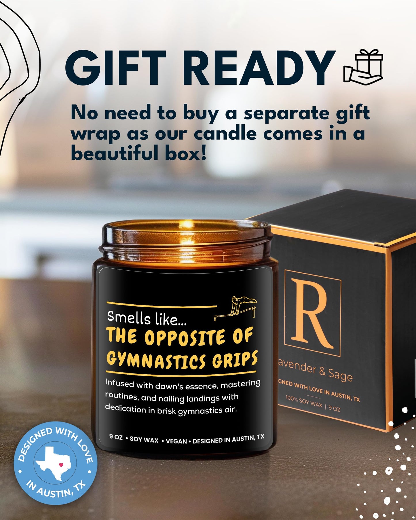 Funny Gymnastics Candle, Gymnastics Gifts for Girls Teenager, Cool Sports Themed Gift Ideas for Players, Coach, Youth, Teens, Teams, Athletes, Moms, Christmas, Birthday, Special Occasions, Gift-Ready