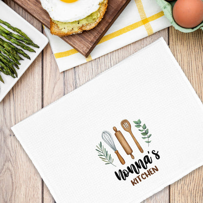 Nonna's Kitchen Towels Gifts, Grandma Christmas Bathroom Hand Towels Gifts for Nonna Birthday Mother's Day, Rustic Eucalyptus Leaf Tea Dish Towel Decor 16x24in
