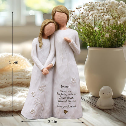 Mimi Gifts for Grandma, Gifts for Mimi, Grandma Gift for Birthday Christmas Mothers Day, Grandmother Granddaughter Embrace Hand-Painted Resin Figure