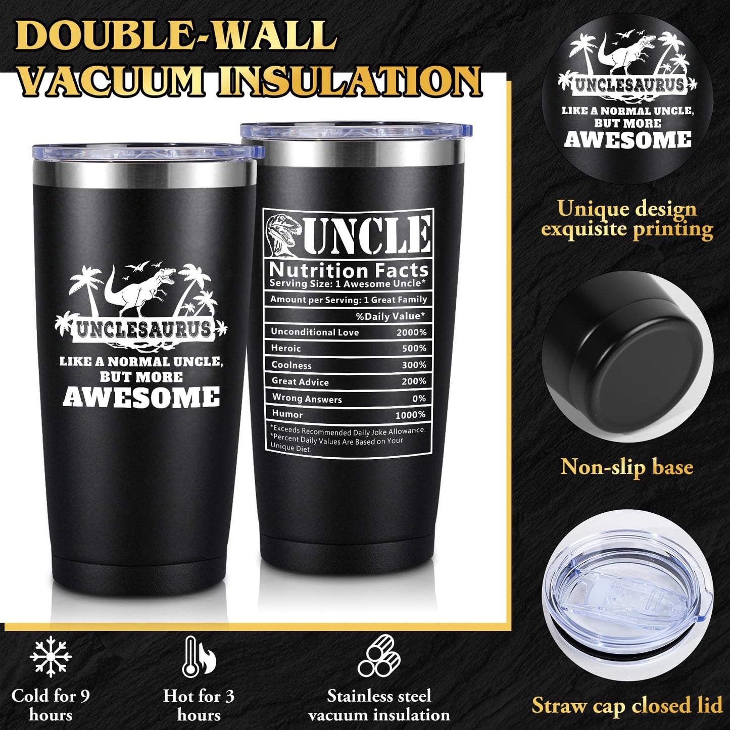 iAOVUEBY Fathers Day Gift for Uncle from Niece Nephew, Best Uncle Ever Birthday Gifts, Gifts for Cool & New Uncles, Great Uncles Gift Set with 20oz Tumbler for Valentines Day, Birthday